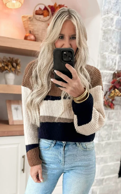 Maple Lane Colorblock Cropped Sweater - Final Sale