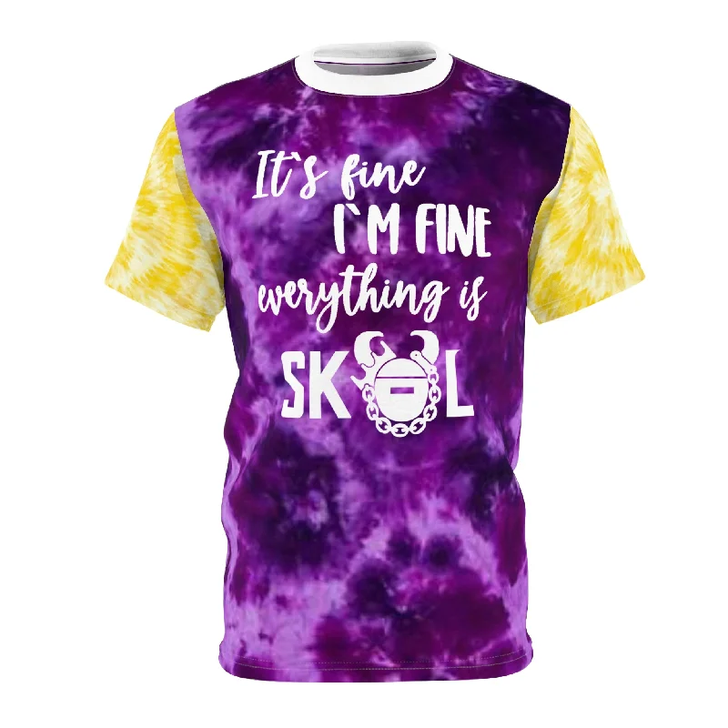 Unisex Cut & Sew Tee - Purple/Gold Tie-Dye - It's Fine