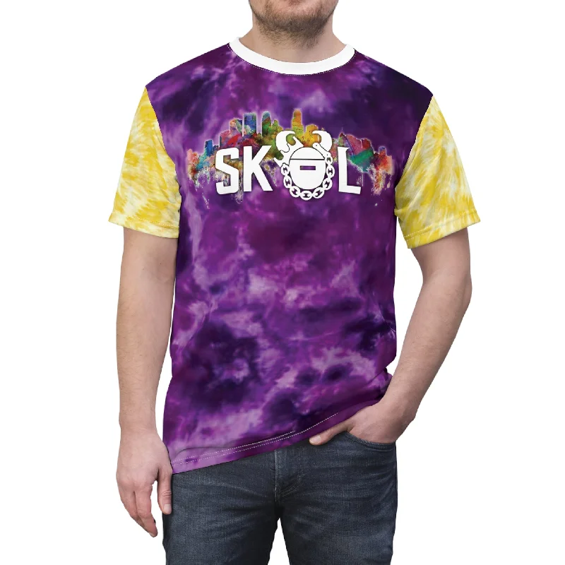 Unisex Cut & Sew Tee - Purple/Gold Tie-Dye - Skyline