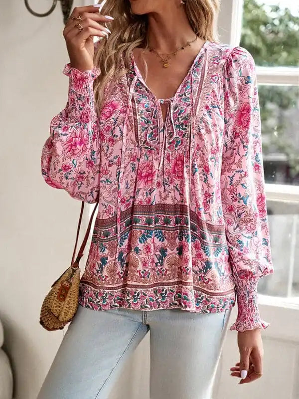 Women’s Bohemian Casual Floral Print blouse