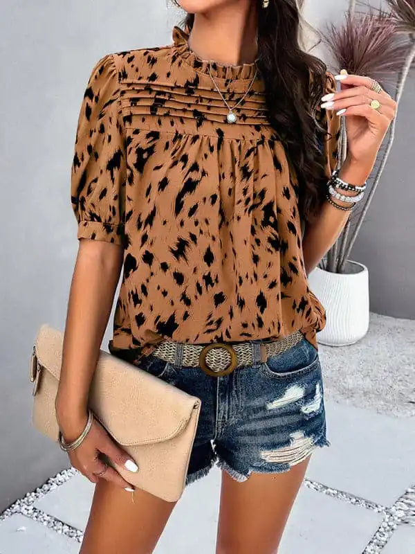 Women’s New Casual Printed Short-Sleeved Pullover Top