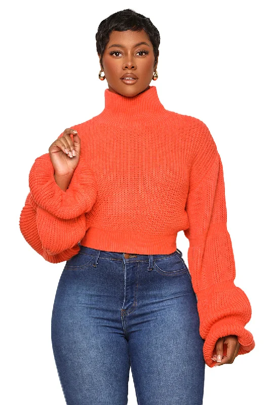 Burst Your Bubble Cropped Sweater (Orange)- FINAL SALE