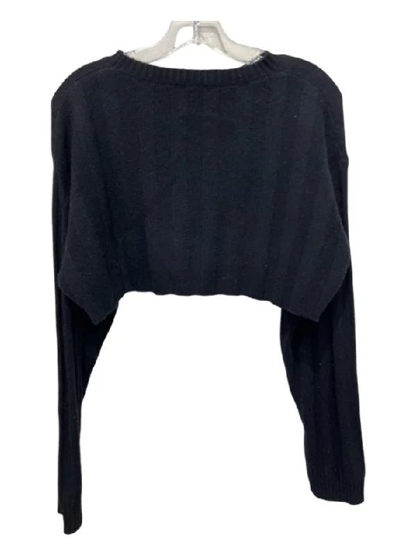 Cil Size One Size Black Cashmere Cropped Scoop Neck Sweater