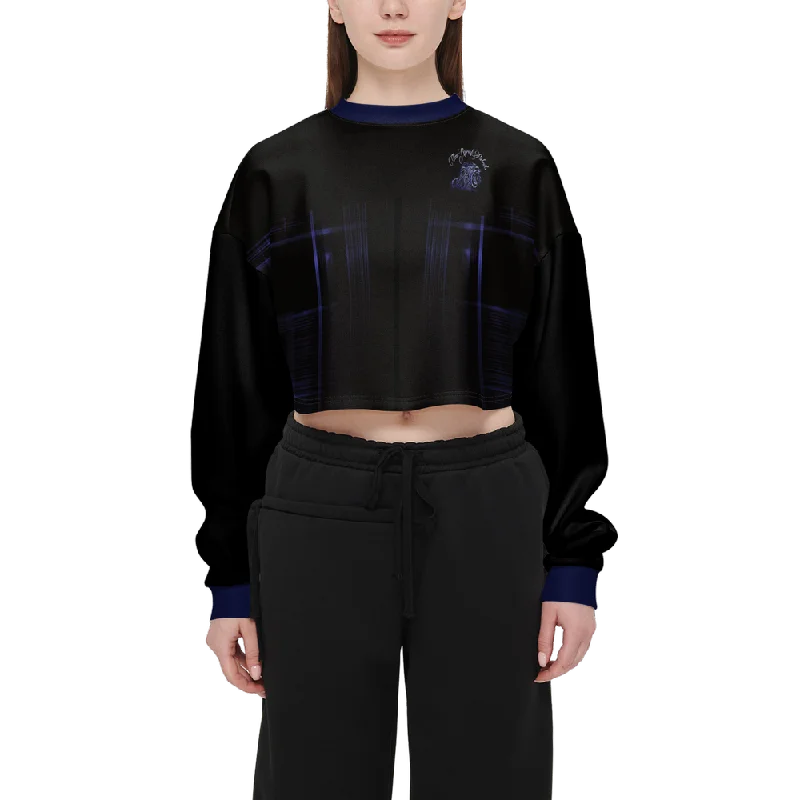 TRP Matrix 02 Designer Cropped Drop Shoulder Techno Scuba Knit Sweatshirt