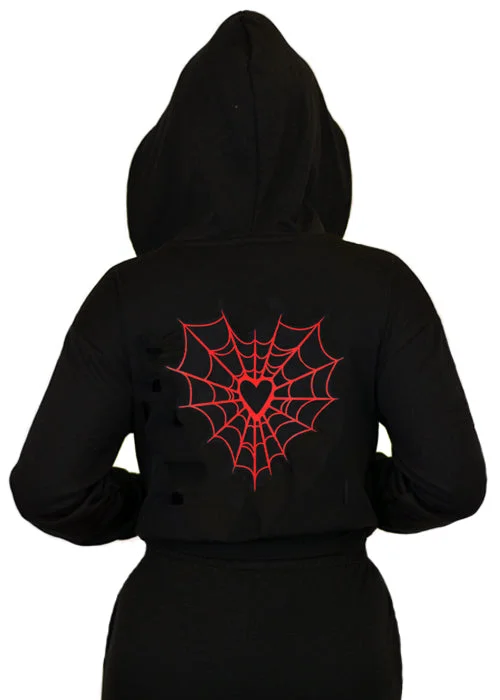 Heart Web Cropped Zipup Hoodie