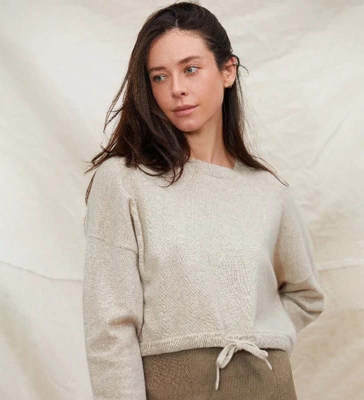 The Cropped Cashmere Sweater with Drawstring Waist