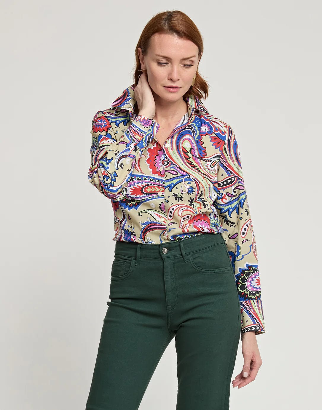 Hinson Wu Diane Long Sleeve Bohemia Paisley Print Shirt