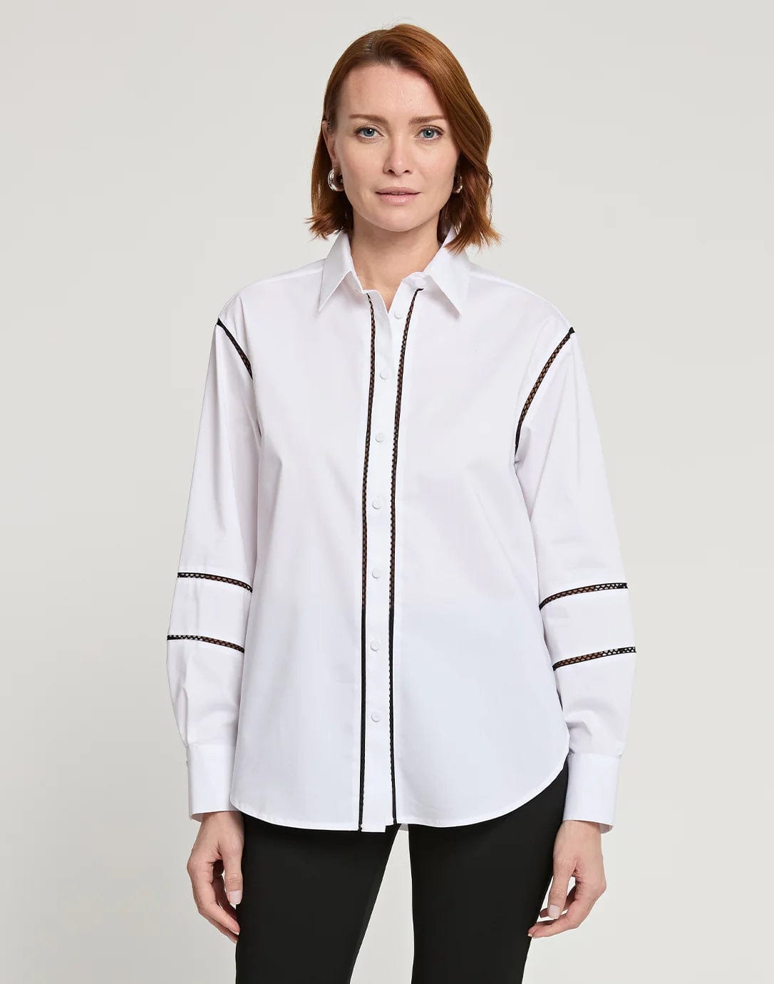 Hinson Wu Halsey Long Sleeve Black Trimmed Shirt