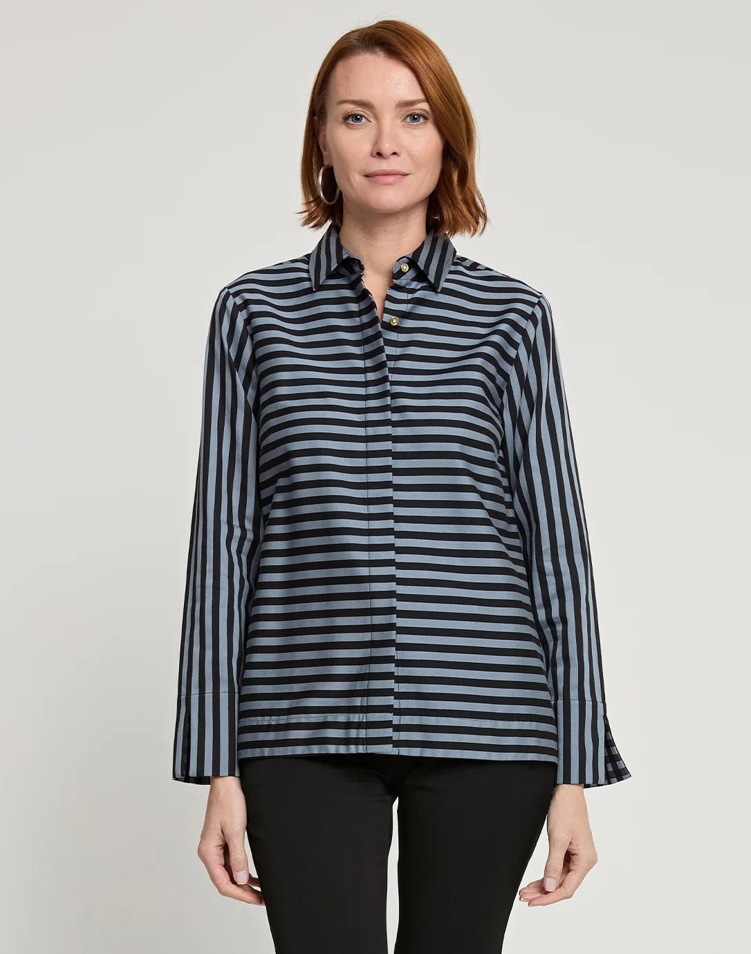 Hinson Wu Xena Long Sleeve Stripe/Gingham Combo Shirt