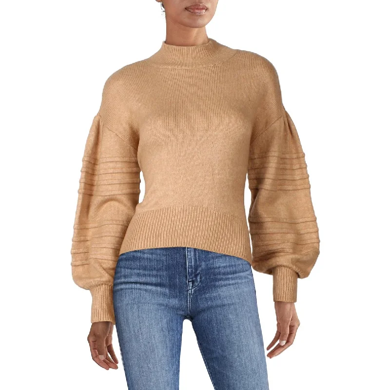 Womens Cropped Knit Mock Turtleneck Sweater