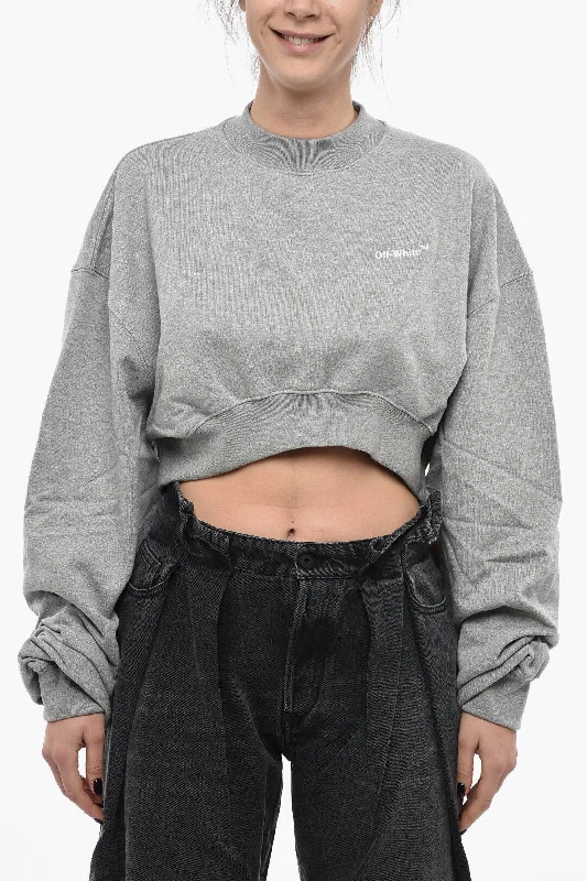 Off-White Brushed Cotton Cropped FOR ALL Crewneck sweatshirt L Standard size