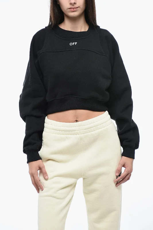 Off-White Double-Layered Cropped Sweatshirt with Oversized Fit M Standard size