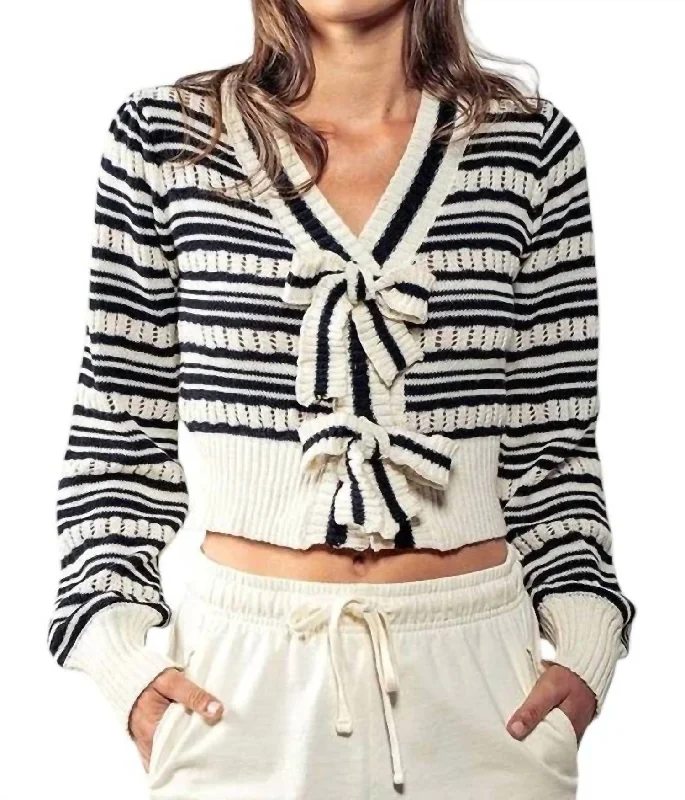 Classy Cozy Cropped Sweater In Ivory/black